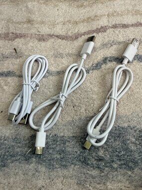 Lot of 3 USB-A to USB-C White Charger Cables NEW